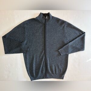 Tagio wool blend black gray long sleeve full zipper closure cardigan sweater XL